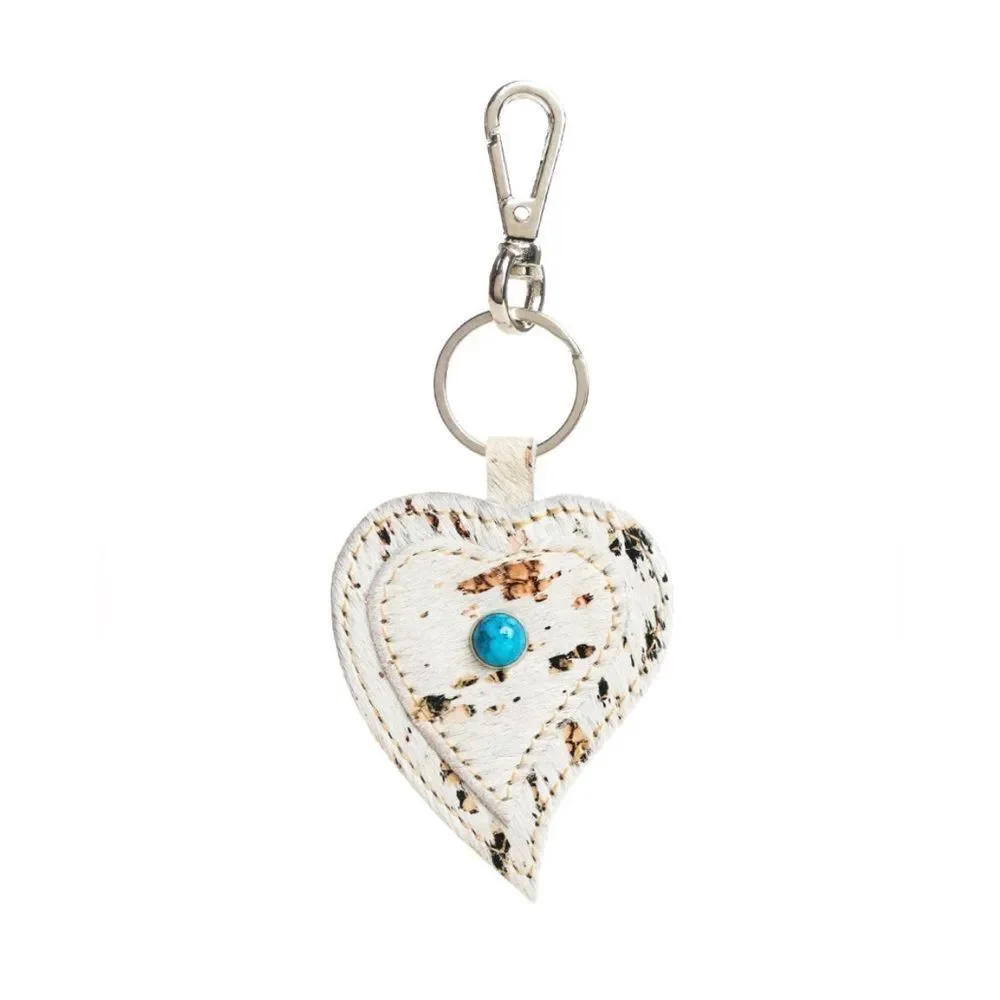 Myra Bag Hearts Love Key Fob/White/Brown